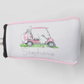 Charmante gepersonaliseerde roze golfkar golfheadcover (Voorkant)