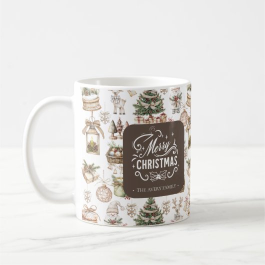 Charmante gepersonaliseerde winterscène koffiemok (Links)