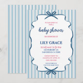 Charmante gestreepte lint baby shower uitnodiging (Voorkant / Achterkant)