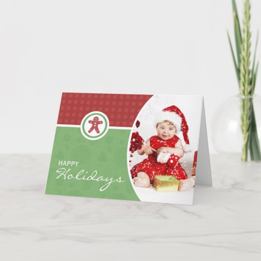 Charmante gevouwen kerstfoto feestdagen kaart (Voorkant)