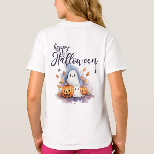 Charmante Ghost Pumpkin Spider Halloween T-shirt (Achterkant)