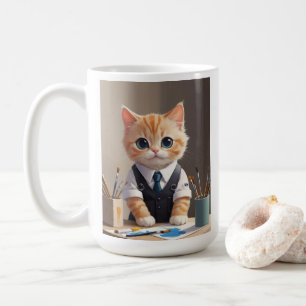 Charmante Ginger Cat Artist met Paintbrushes Schat Koffiemok