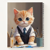 Charmante Ginger Cat Artist met Paintbrushes Schat Notitieboek (Achterkant)