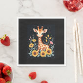Charmante Giraffe omgeven door bloemen met lange m Servet (Insitu)