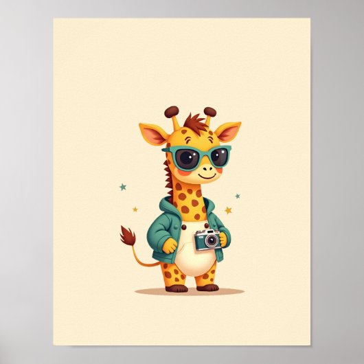 Charmante Giraffe Safari Kinder kamer kunst Poster (Voorkant)
