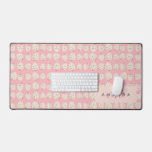 Charmante Girly Aardbei Patroon Monogram Geschenke Bureaumat (Keyboard & Muis)