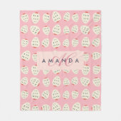 Charmante Girly Aardbei Patroon Monogram Geschenke Fleece Deken (Voorkant)