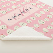 Charmante Girly Aardbei Patroon Monogram Geschenke Sherpa Deken (3/4)
