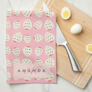 Charmante Girly Aardbei Patroon Monogram Geschenke Theedoek