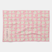 Charmante Girly Aardbei Patroon Monogram Geschenke Theedoek (Horizontaal)