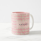 Charmante Girly Aardbei Patroon Monogram Geschenke Tweekleurige Koffiemok (Voorkant rechts)