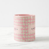 Charmante Girly Aardbei Patroon Monogram Geschenke Tweekleurige Koffiemok (Center)