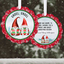 Charmante Gnoel Gnomen Ons Huis Groet Kerstmis Ornament Kaart