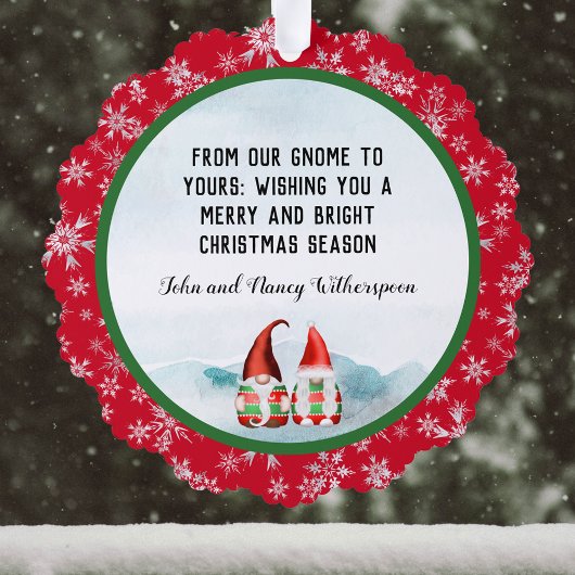 Charmante Gnoel Gnomen Ons Huis Groet Kerstmis Ornament Kaart