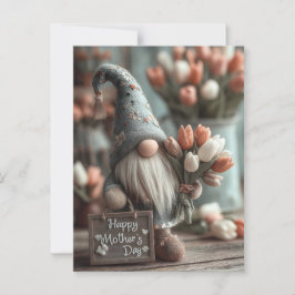Charmante Gnome met een "Happy Moederdag"-teken Briefkaart