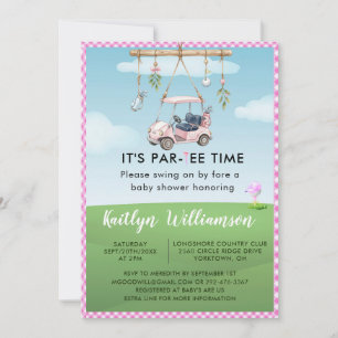 Charmante Golf Roze Par-Tee Baby Shower Kaart
