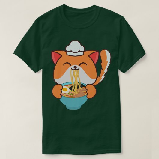 Charmante gourmet Chef Cat T-shirt met Ramen met C (Design voorkant)