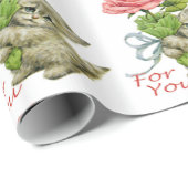 Charmante Grey Kitten Roos Cadeaupapier (Rol Hoek)