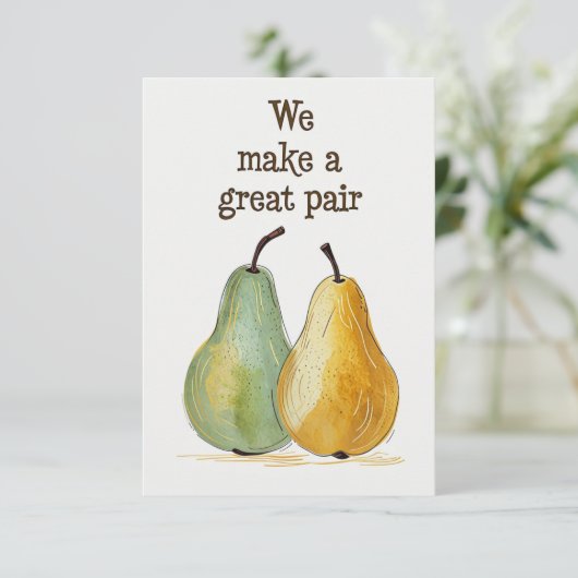 Charmante grillige peren Illustratie voor Groeten Kaart (Staand voorkant)