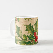 Charmante groene Holly bladeren met rode bessen Koffiemok (Voorkant links)