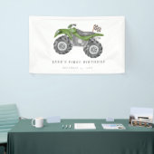 Charmante groene quad fiets verjaardag spandoek (Beurs)