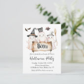 Charmante Halloween-feestuitnodiging met heks Kaart (Staand voorkant)