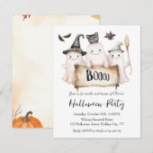 Charmante Halloween-feestuitnodiging met heks Kaart (Voorkant / Achterkant)