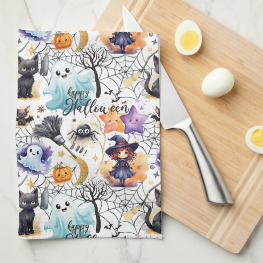 Charmante Halloween keukenhanddoek (Quarter Fold)
