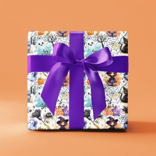 Charmante Halloween Wrapping Papier Sinaasappel -  Inpakpapier Vel