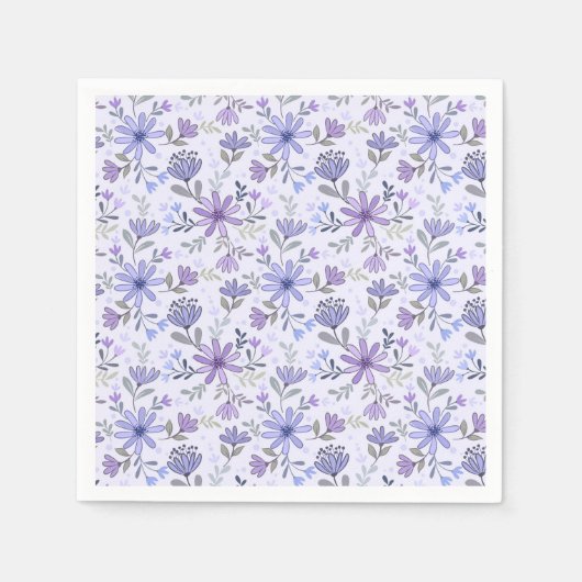 Charmante Hand Getrokken Bloemen Servetten (Voorkant)