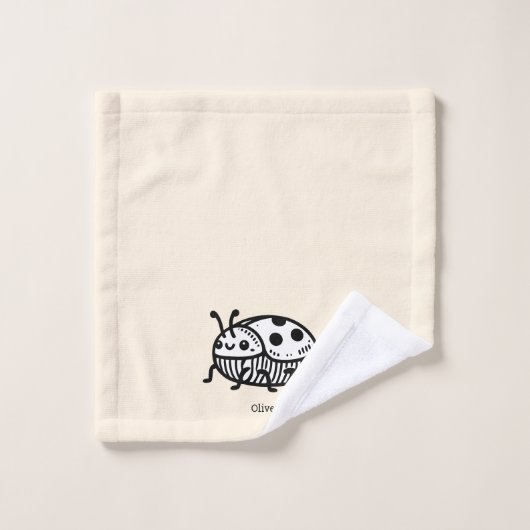 Charmante hand-getrokken kever illustratie bad handdoek (Wasdoekje)