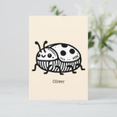 Charmante hand-getrokken kever illustratie bedankkaart (Staand voorkant)