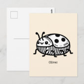 Charmante hand-getrokken kever illustratie briefkaart (Voorkant / Achterkant)