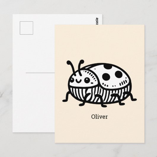 Charmante hand-getrokken kever illustratie briefkaart (Voorkant / Achterkant)