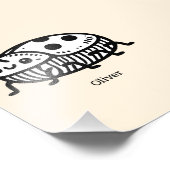 Charmante hand-getrokken kever illustratie foto afdruk (Hoek)