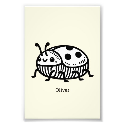 Charmante hand-getrokken kever illustratie foto afdruk (Voorkant)