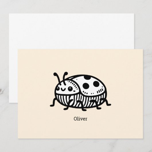 Charmante hand-getrokken kever illustratie kaart (Voorkant / Achterkant)