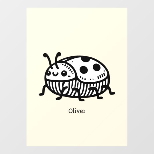 Charmante hand-getrokken kever illustratie raamsticker (Vel)