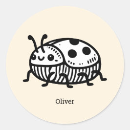 Charmante hand-getrokken kever illustratie ronde sticker