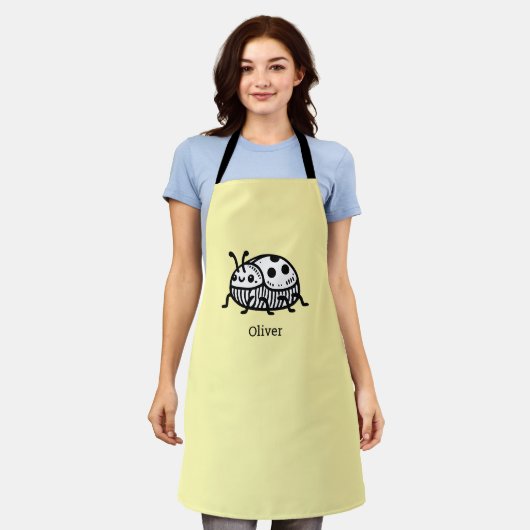 Charmante hand-getrokken kever illustratie schort (Gedragen)