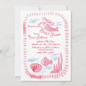 Charmante Hand getrokken Roze Zeemeermin Vrijgezel Kaart (Voorkant)