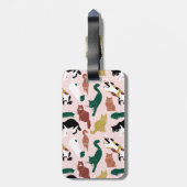 Charmante handgetekende katten op roze achtergrond bagagelabel (Achterkant verticaal)