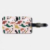 Charmante handgetekende katten op roze achtergrond bagagelabel (Achterkant horizontaal)