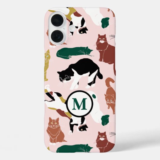 Charmante handgetekende katten op roze achtergrond Case-Mate iPhone case (Achterkant)