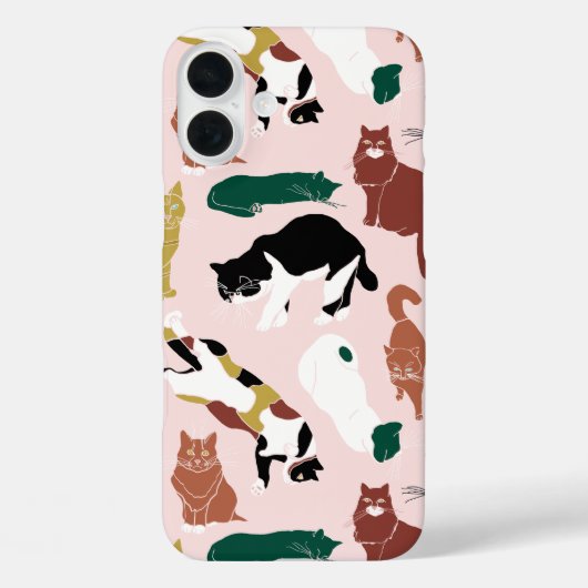 Charmante handgetekende katten op roze achtergrond Case-Mate iPhone case (Achterkant)