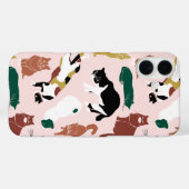 Charmante handgetekende katten op roze achtergrond Case-Mate iPhone case (Achterkant (horizontaal))