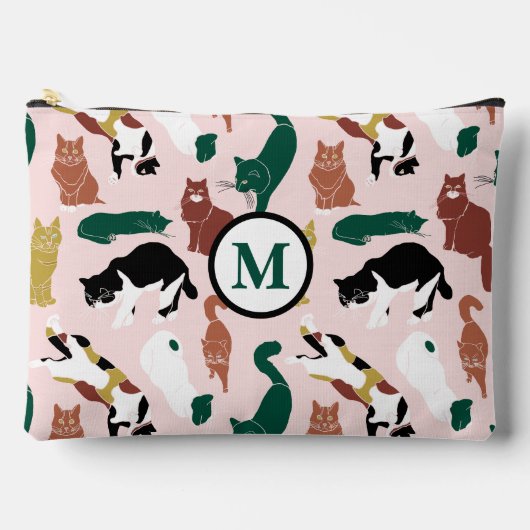 Charmante handgetekende katten op roze achtergrond etui (Voorkant)