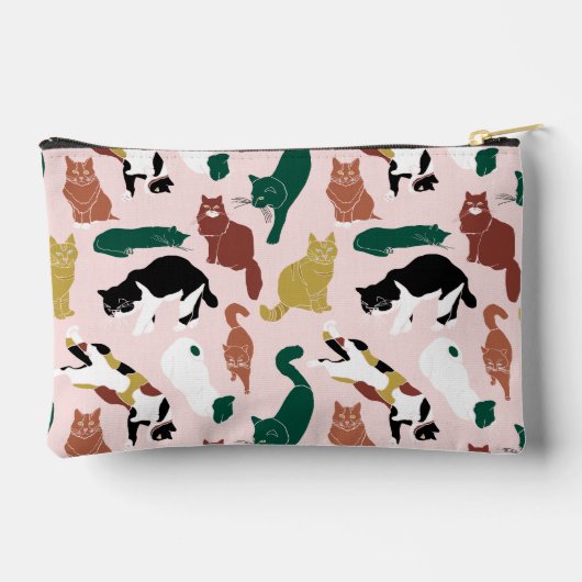 Charmante handgetekende katten op roze achtergrond etui (Achterkant)