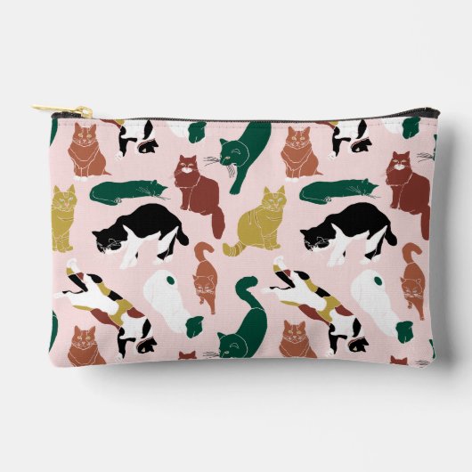 Charmante handgetekende katten op roze achtergrond etui (Voorkant)