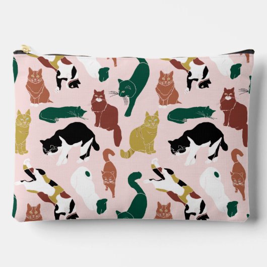 Charmante handgetekende katten op roze achtergrond etui (Voorkant)